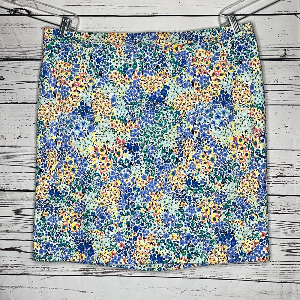 J. Crew NWOT Size 20 Blue & Yellow Floral Print Straight Pencil Skirt